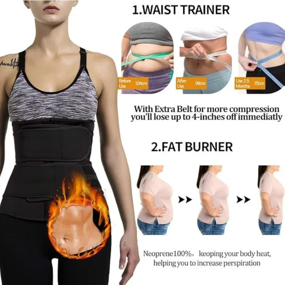 Double Adj. Belt Abdominal Waist Trainer Trimmer